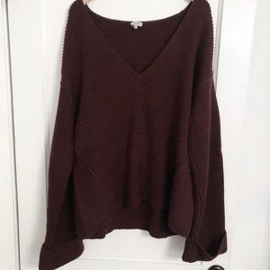 Tobi - How Deep V-Neck Sweater in Wine - L
